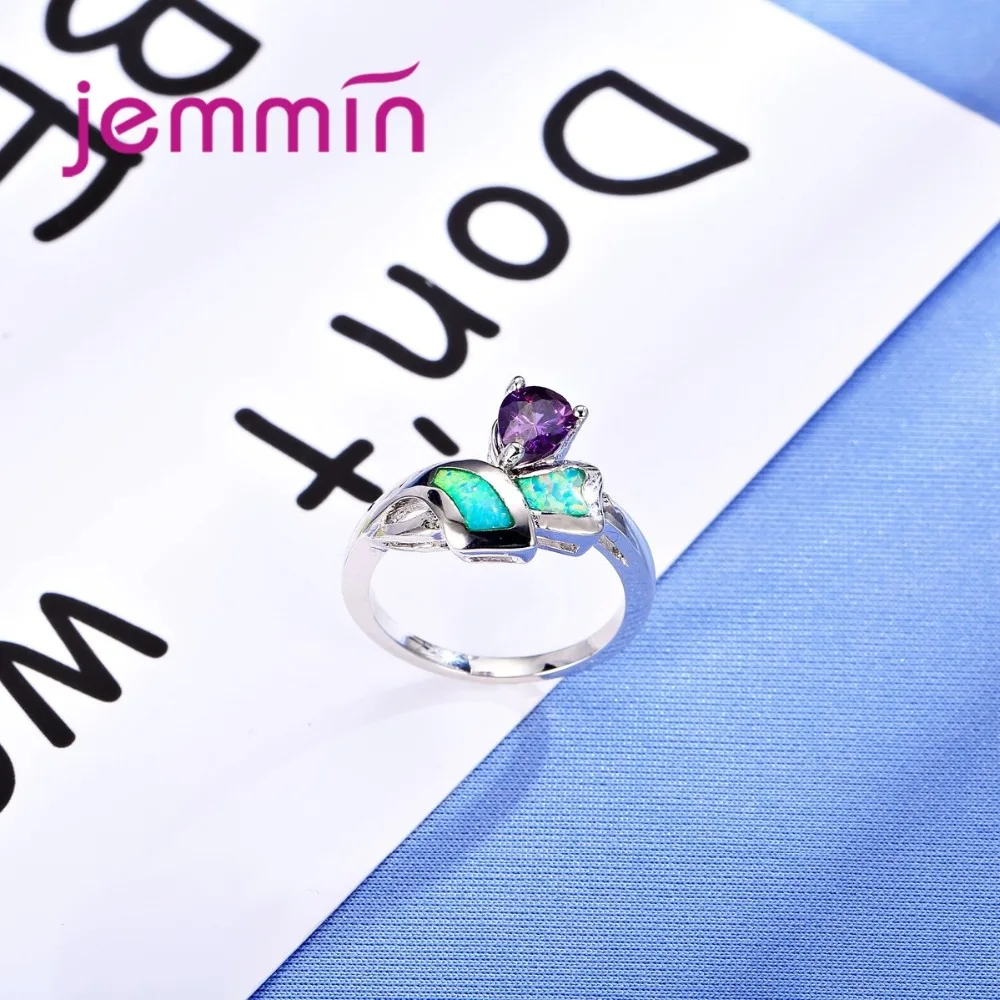 Новое поступление женские зеленые кольца c огненным опалом кабля воды кристалл 925