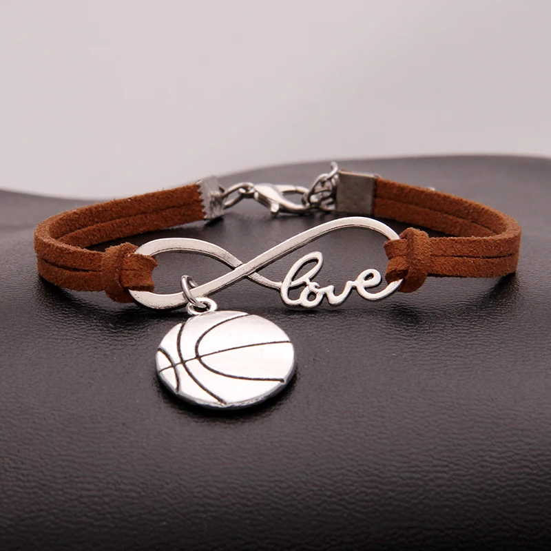 (10Pcs/Lot) 15Colors Infinity Love Basketball Bracelet &amp Bangles Charm Braided Leather Bracelets Sports Jewelry For Women Men | Украшения