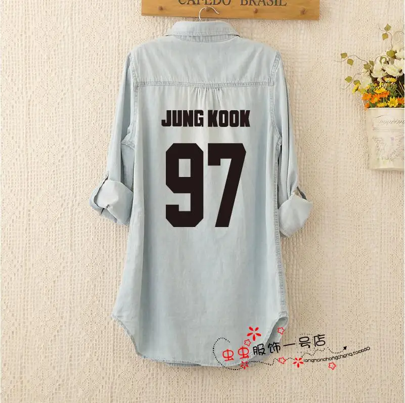 Kpop пуленепробиваемая Молодежная Весенняя новая Длинная тонкая джинсовая