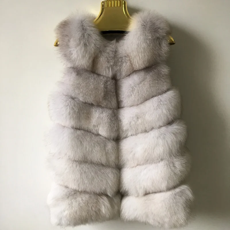 2021 Новая мода натурального меха лисы Жилет натуральным лисьим мехом меховая