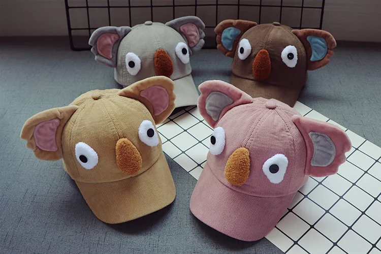 Baby boys girls hat cap winter baseball thicken knit cartoon lovely Elephant casual animals warm wool 1-4years hats | Детская одежда и