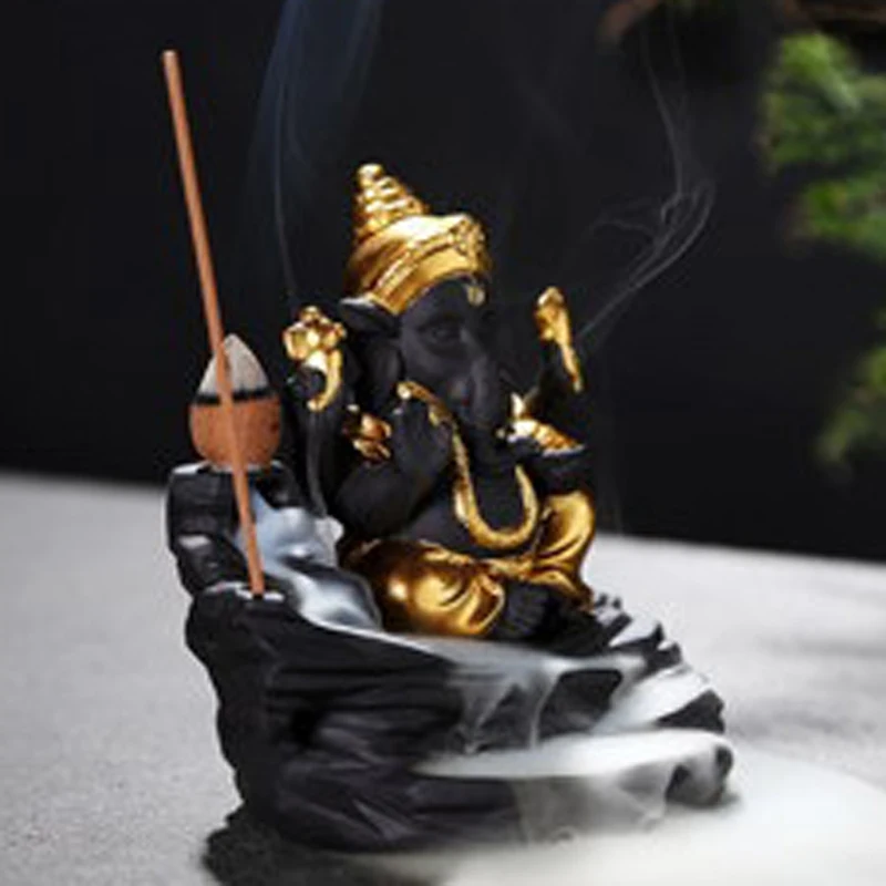 Держатели для палочек Ganesha обратная благовония горелка слон Бог эмблема