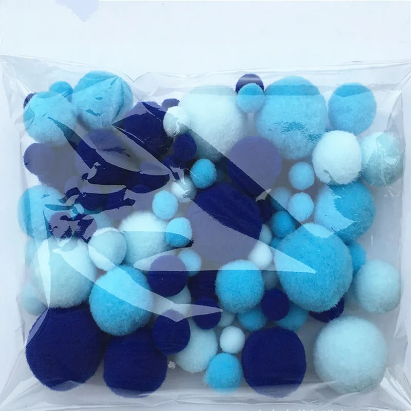 04 blue series mix 8-30 мм Разноцветные помпоны, мини пушистые мягкие помпоны, пушистые плюшевые помпоны, детские игрушки ручной работы, Свадебный декор, товары для рукоделия - Цвет: 04 blue series mix