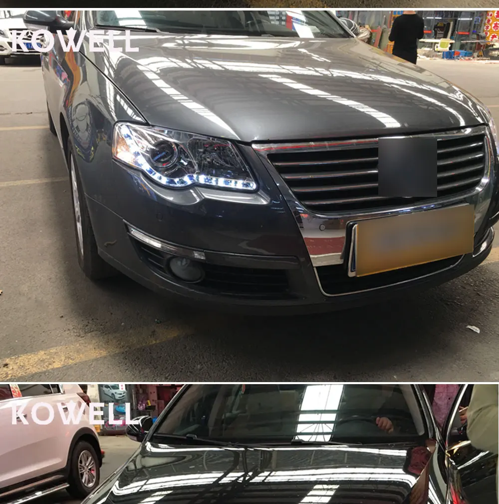 KOWELL автомобильный Стайлинг для VW Passat фары 2005-2009 для Passat фары светодиодные DRL передние Биксеноновые линзы двойной луч HID комплект