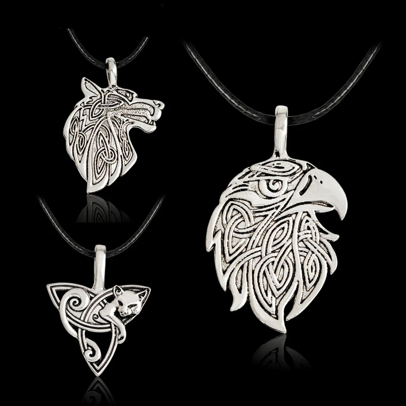 

Viking Wolf Fox Eagle Norse Viking Necklace For Men Norse Talisman Original Wild Men Jewelry Gift for friend Viking fans