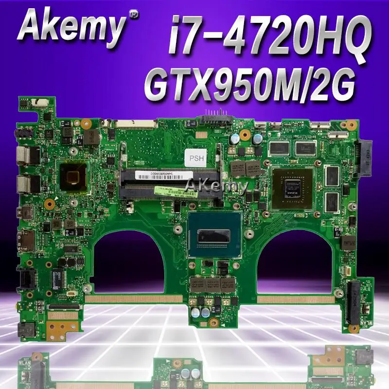 Akemy G550JX Ноутбук Материнская плата For Asus N550JX N550JV G550J N550J ноутбука i7 4720HQ Процессор