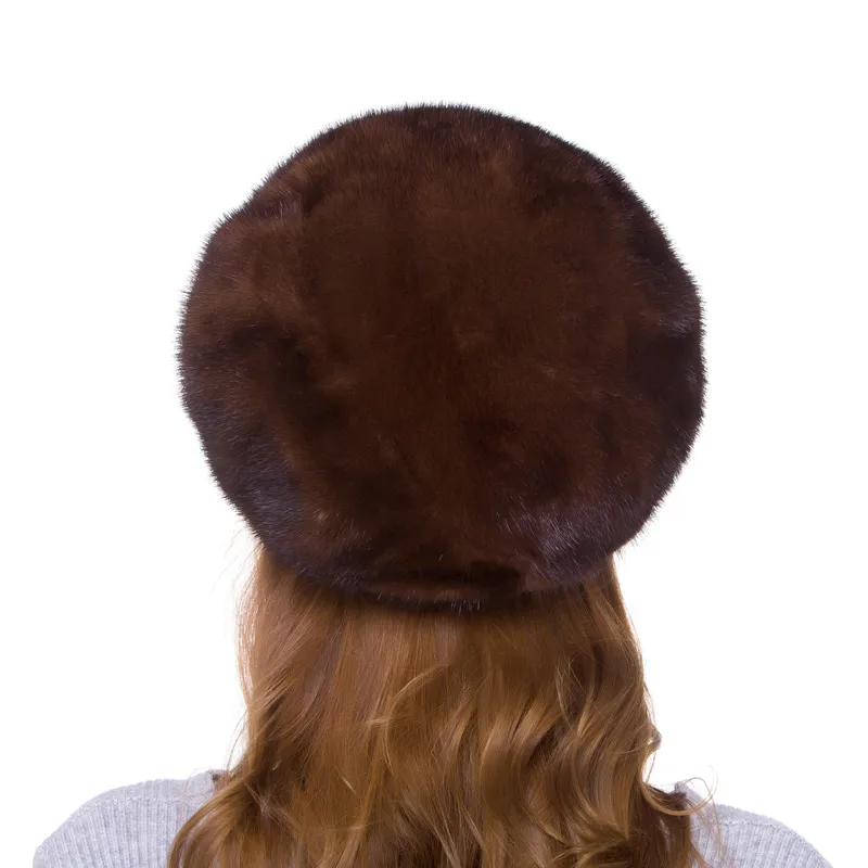 Женская Соломенная Шапка Из Натурального норкового меха зимняя теплая шапка