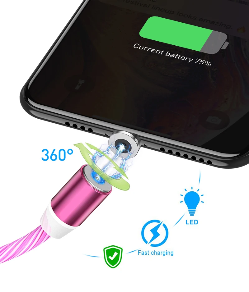 Магнитный кабель Micro USB Type C для быстрой зарядки 8 контактов магнитное зарядное