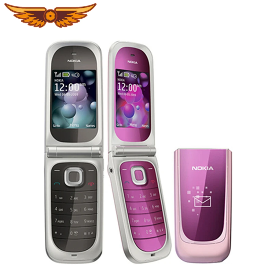 Nokia 7020 разблокированный 2,2 дюймов Bluetooth 2MP камера с английской клавиатурой отремонтированный мобильный телефон