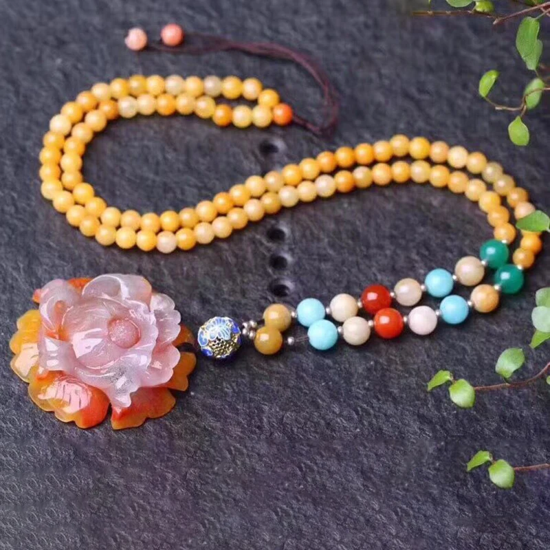 Женские Подвески с натуральным камнем резные бусины ручной работы в виде цветка