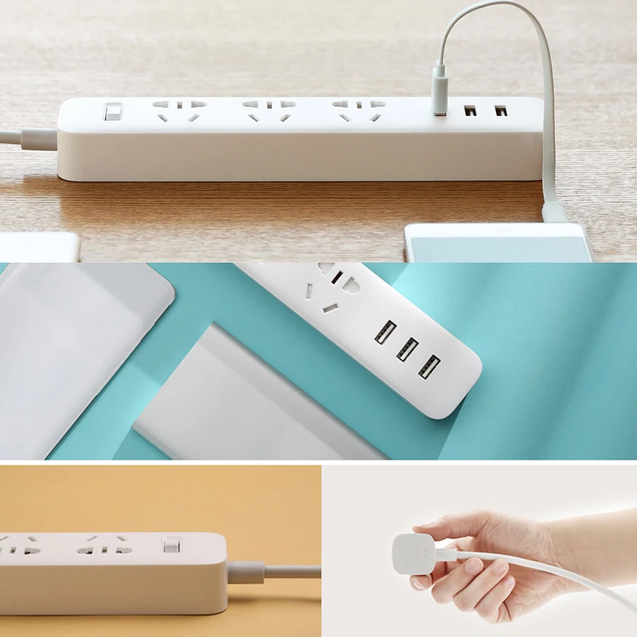 Новинка 100% оригинальный удлинитель питания Xiaomi Быстрая зарядка 3 розетки USB