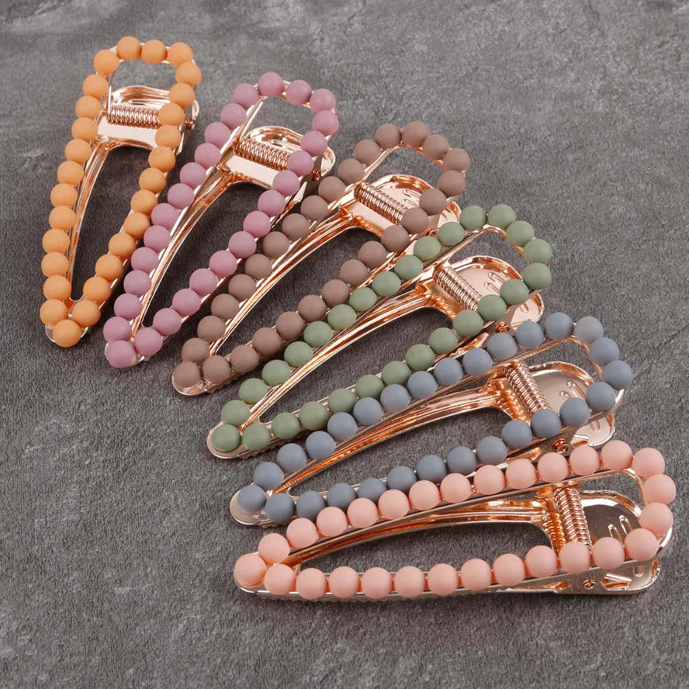 Женская металлическая заколка для волос карамельного цвета с жемчужинами