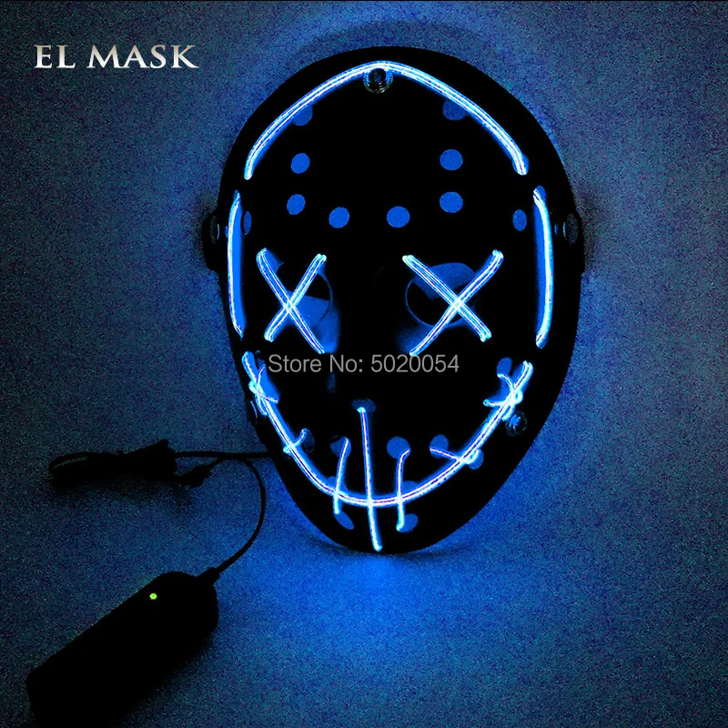 Design-B Blue Аниме Expro декоративная светодиодная светящаяся маска черная пантера Косплей EL маска для светящиеся вечерние на Хэллоуин день рождения - Цвет: Design-B Blue