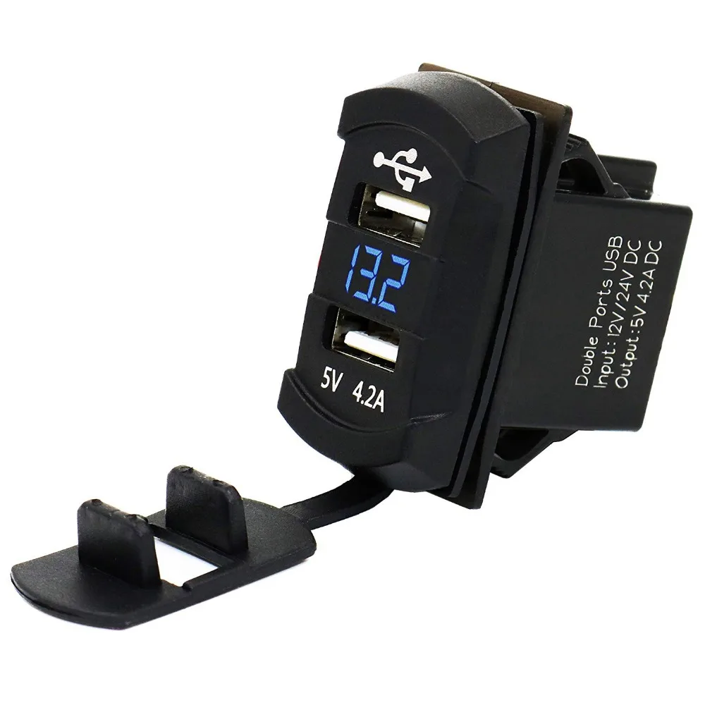 Зарядное устройство MOTOPOWER с двумя USB портами 12 24 В 4 2 А| |
