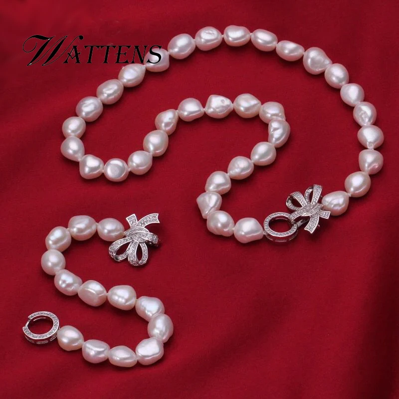 WATTENS New Natural Pearl Necklace/Bracelet Sets Jewelry for Women Accessories party Wedding Christmas Gift | Украшения и