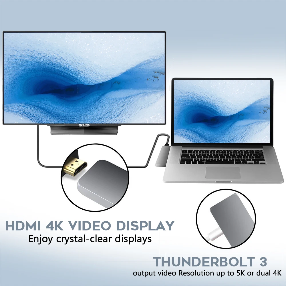 USB 3,1 type-C концентратор к HDMI адаптер 4K Thunderbolt 2 USB C концентратор с 3,0 TF SD ридер слот PD зарядное устройство для MacBook Pro/Air