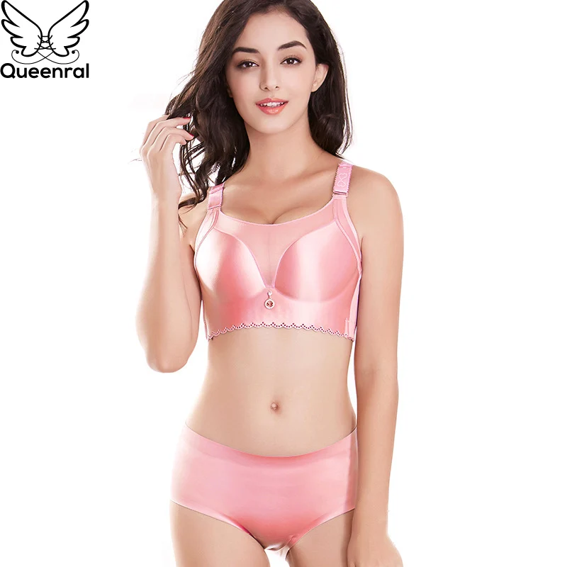 Queenral бесшовное белье Для женщин Set Lingerie сексуальный комплект бюстгальтер плюс