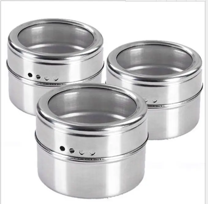 DHL 100 шт./лот Волшебная Магнитная банка из нержавеющей стали для специй