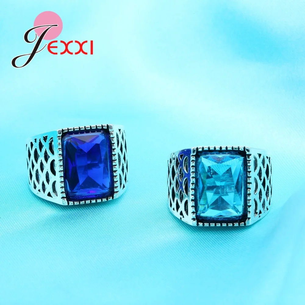 Высокое качество модные квадратные синие Австрийские с кристаллами 925 пробы