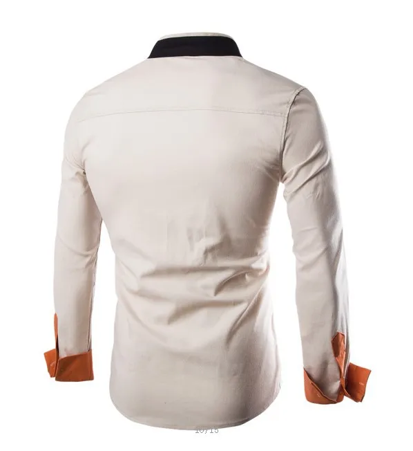 Хлопковая мужская рубашка Повседневная с воротником стойкой Camisa