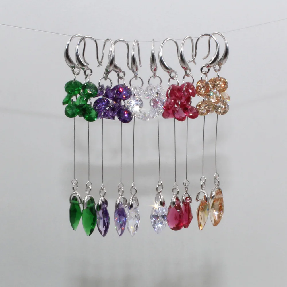 

Multi color fashion earrings, women's AAA cubic zirconia long Pendant Earrings Gift Jewelry / free shipping HHE-014