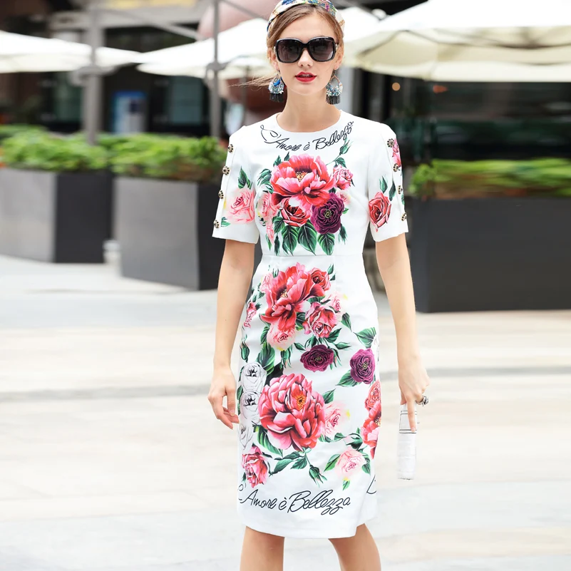 Женское платье с коротким рукавом элегантное дизайнерское до середины икры на