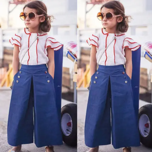 Комплект одежды для маленьких девочек футболка с расклешенными рукавами и