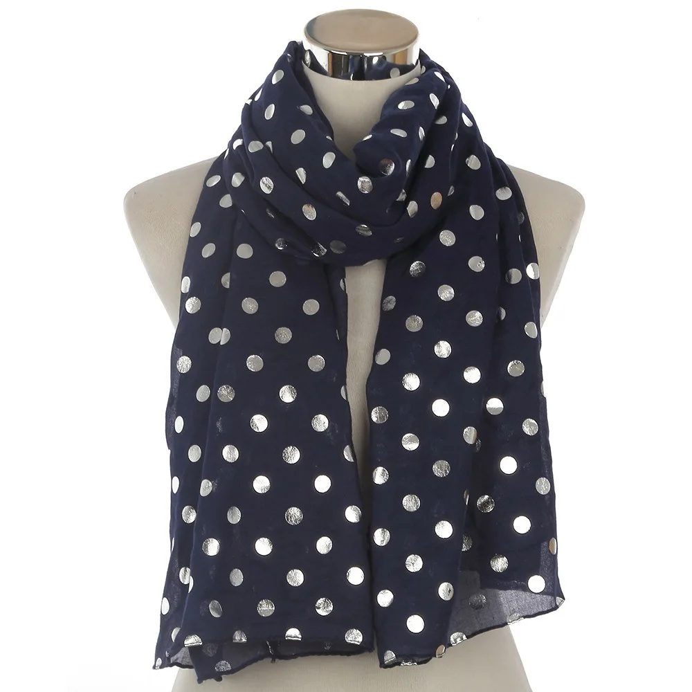 OLOME Модный женский Шарф В Горошек черный желтый фольга блестящая мягкая пляжная