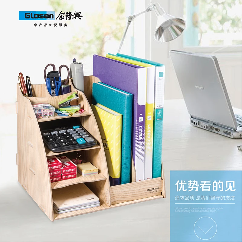

DIY Desktop Storage Box Wooden Board Organizer D9113