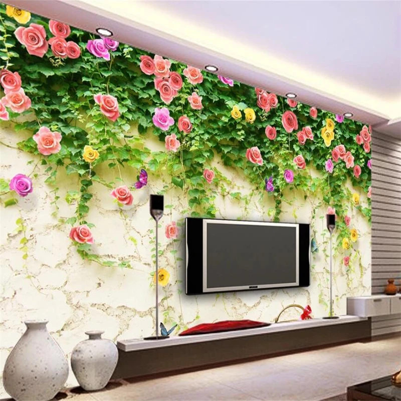 wellyu Custom wallpaper 3d murals pink rose flower mural earth обои TV background wall papers home decor papier peint wallpaper