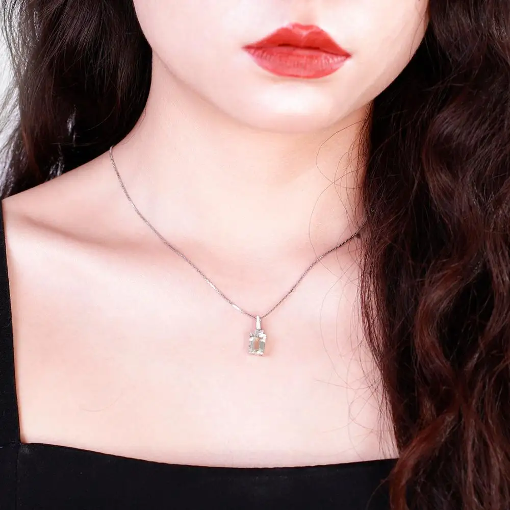 Жемчужный балет, 2.05Ct, натуральный зеленый аметист, хорошее ювелирное изделие, 925 пробы, серебро, Классический драгоценный камень, подвеска, ожерелье для женщин, свадьба