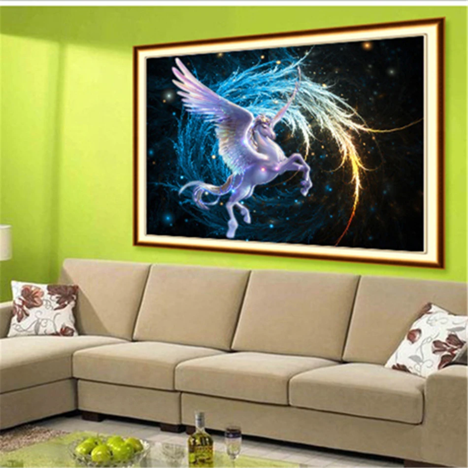 Мультфильм Летающий Единорог фантазия 5D DIY Алмазная картина полная круглая