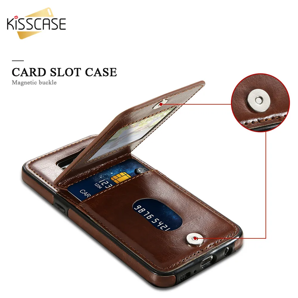 Чехол из искусственной кожи в стиле ретро KISSCASE для Samsung Galaxy S9 S8 Plus чехол держатель