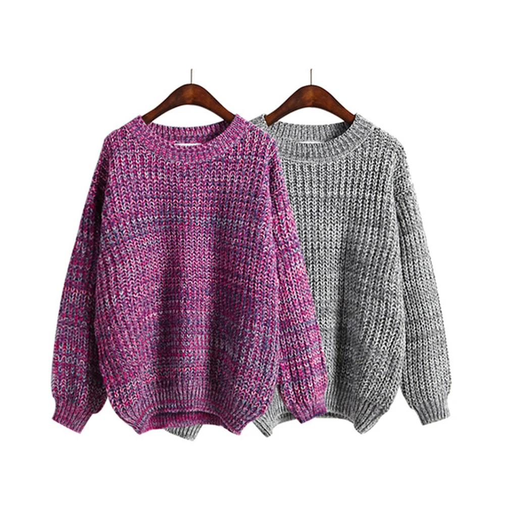 Однотонные вязаные Пуловеры для женщин свитер Для Винтаж Bat рукава один размер