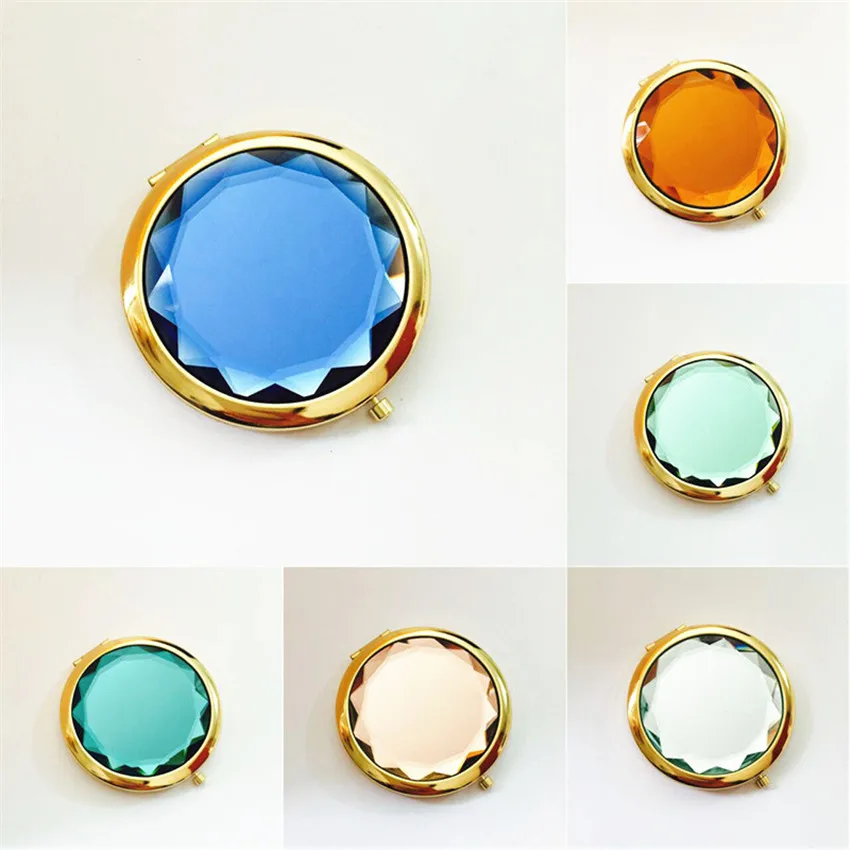 Компактное Карманное Кристальное зеркало для макияжа мини Портативное