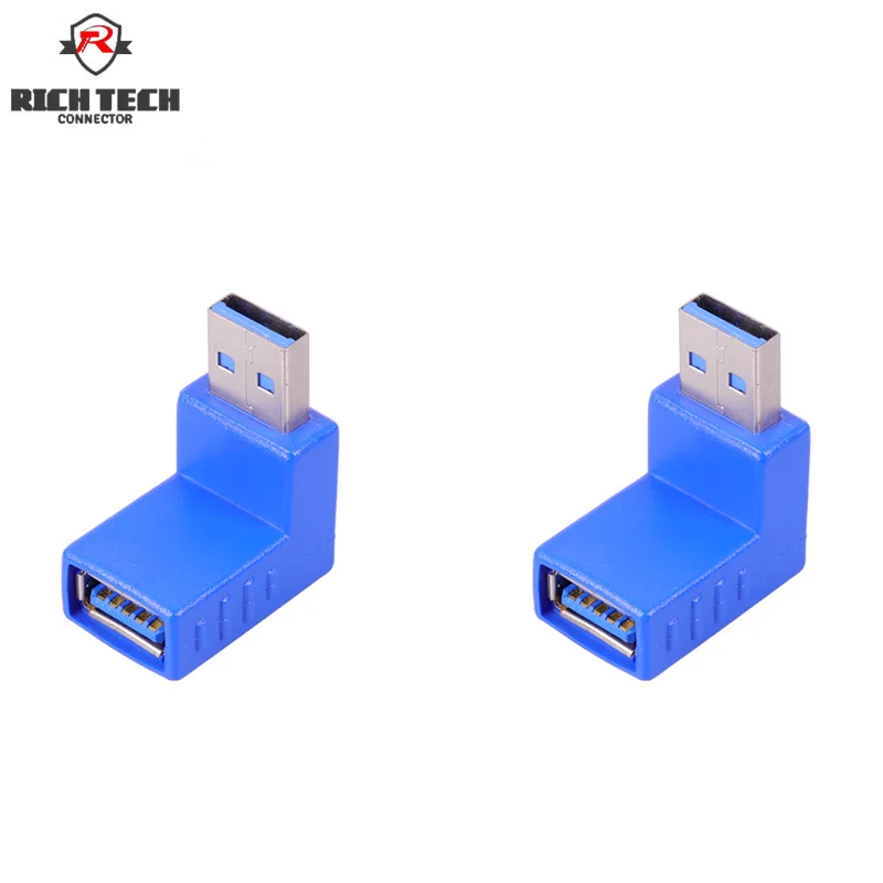 Синий Угловой Соединитель USB 3 0 под прямым углом адаптер штекер-гнездо |