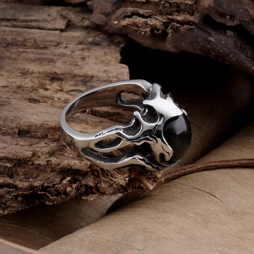 Acier titanium для Манн uomo винтажные супергерой черный камень bague anillo juwelen Оптовые много