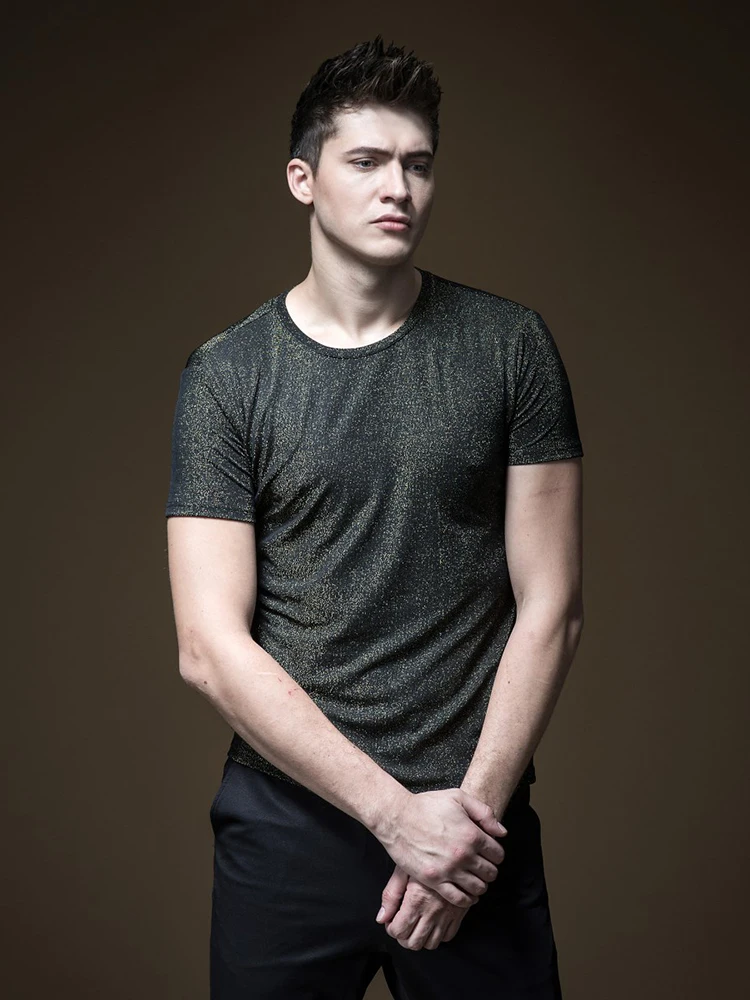 Мужская футболка с коротким рукавом Весенняя круглым вырезом и логотипом B191211033