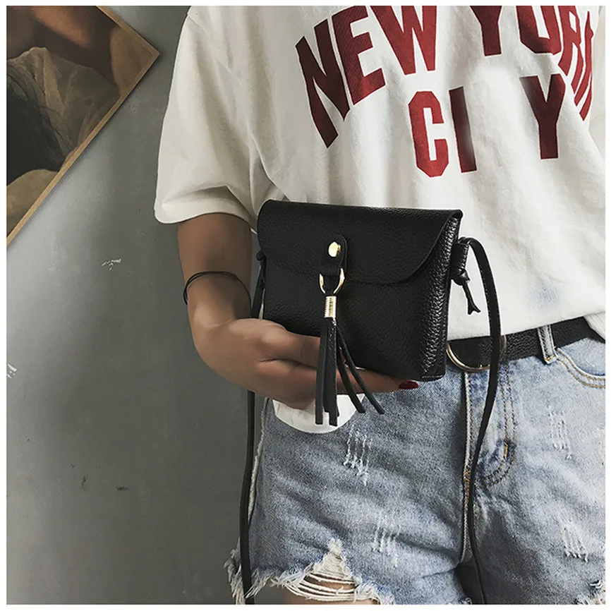 Женская Винтажная сумочка с кисточками маленькая сумка мессенджер из