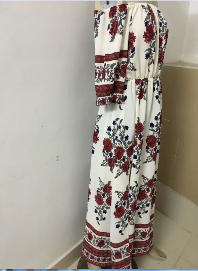 Богемное модное женское платье с воротником-лодочкой Платья цветочным принтом