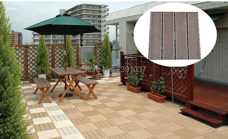 Chinese Mahogany color balcony floor Non-Slip wood plastic composite outdoor floor tiles waterproof Courtyard garden floor
