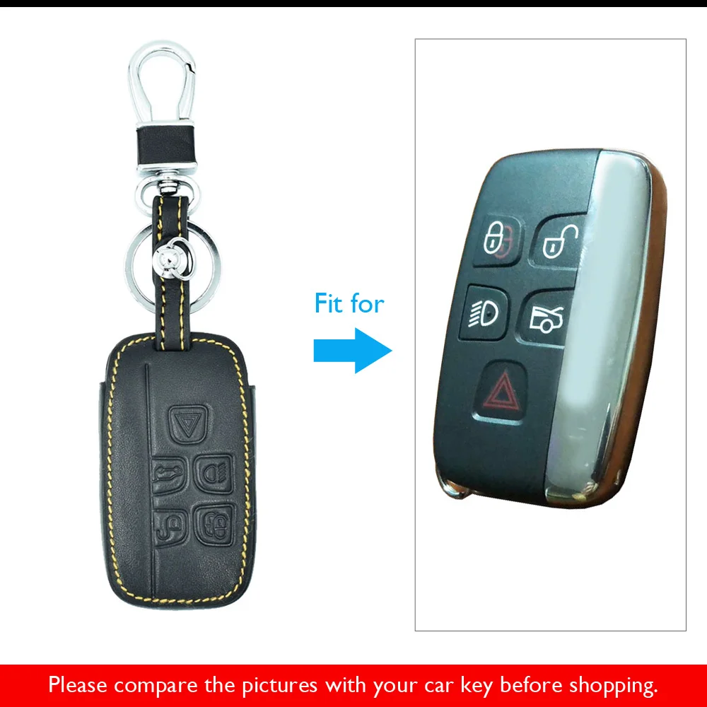 ATOBABI Real Leather Car Key Case Remote Fob Cover For Land Rover LR4 Discovery LR2 Range Sport Evoq Jaguar Smart Keychain | Автомобили и