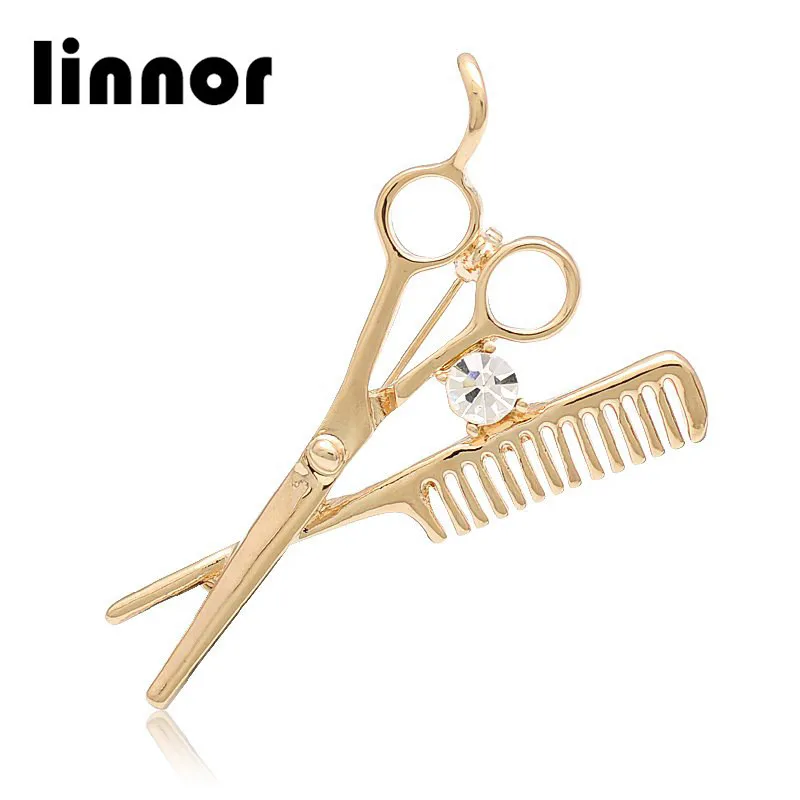 Linnor счастливый парикмахер-стилист Ножницы Броши Булавки стилист волос гребень DIY