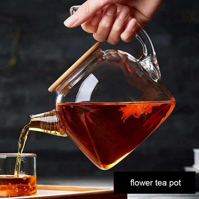 600ml/1000L Creative Handle Teapot Transparent Heat Resistant Glass Boiling Water Pot / Chinese Kung Fu Tea Set Drinkware Kettle | Дом и сад