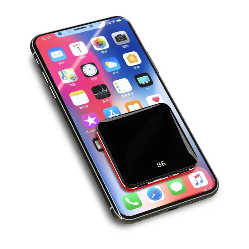 8000 mAh Новая мода мини банк питания 2.0A Быстрая зарядка двойной USB карманное зеркало алюминиевая Быстрая зарядка Внешняя батарея