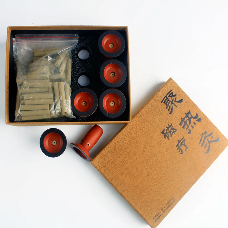 

Household Portable moxibustion massage box Acupuncutre warm moxibustion device 6 moxa holder 120 pcs moxa stick
