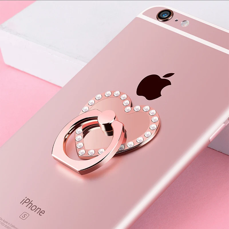 Diamante в форме сердца 360 держатель телефона с кольцом на палец подставка для