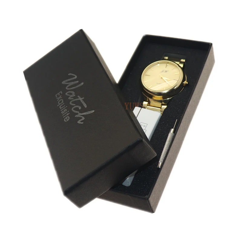 gold with box Мужские часы с прикуривателем, USB перезаряжаемые ветрозащитные беспламенные гладкие часы из нержавеющей стали, мужской подарок на день рождения, colck JH329 - Цвет: gold with box