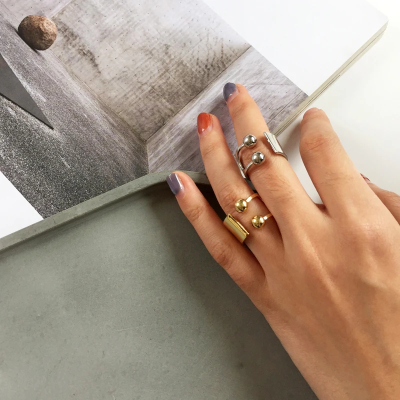 

Minimalist temperament female students personality round bead metal polishing smooth delicate ring ring Delicate ring Jewelry