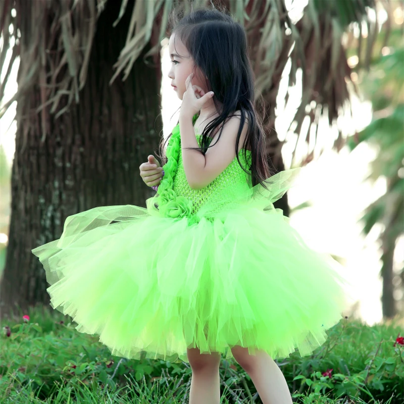 PRINCESS TUTU Dress Girl Green Flower Saint Patrick's Costume Easter Party Dresses For Kids Girls Clothes Birthday Wedding | Детская